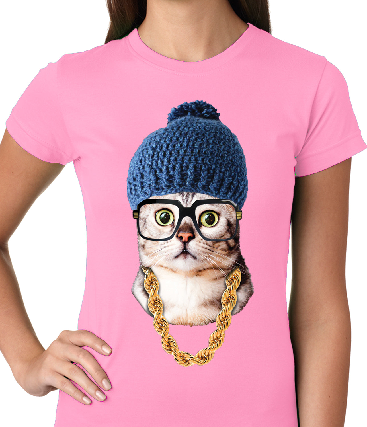 Hipster Kitten Ladies T-shirt
