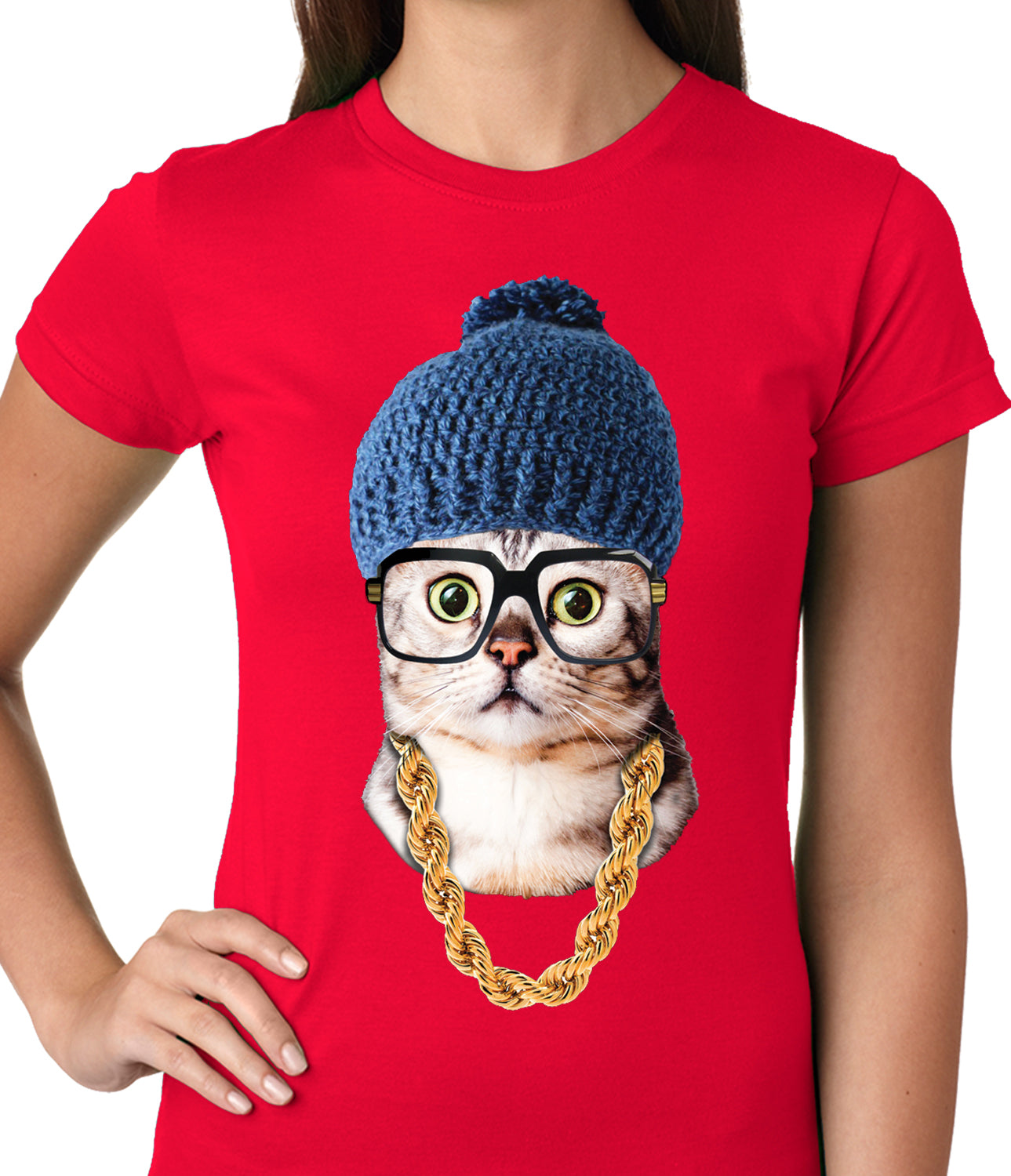 Hipster Kitten Ladies T-shirt