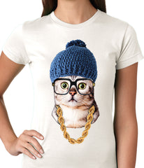 Hipster Kitten Ladies T-shirt