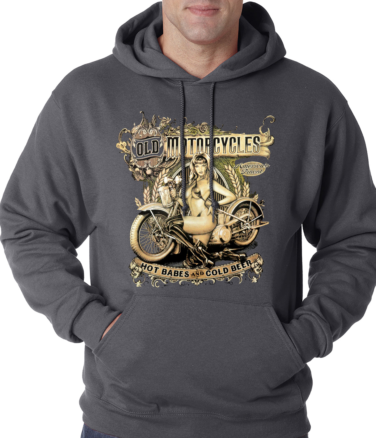 Hot Babes and Cold Beer Biker Adult Hoodie