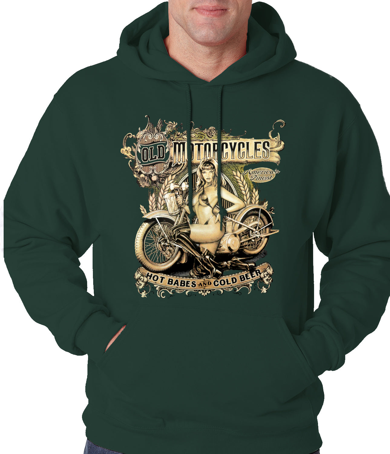 Hot Babes and Cold Beer Biker Adult Hoodie