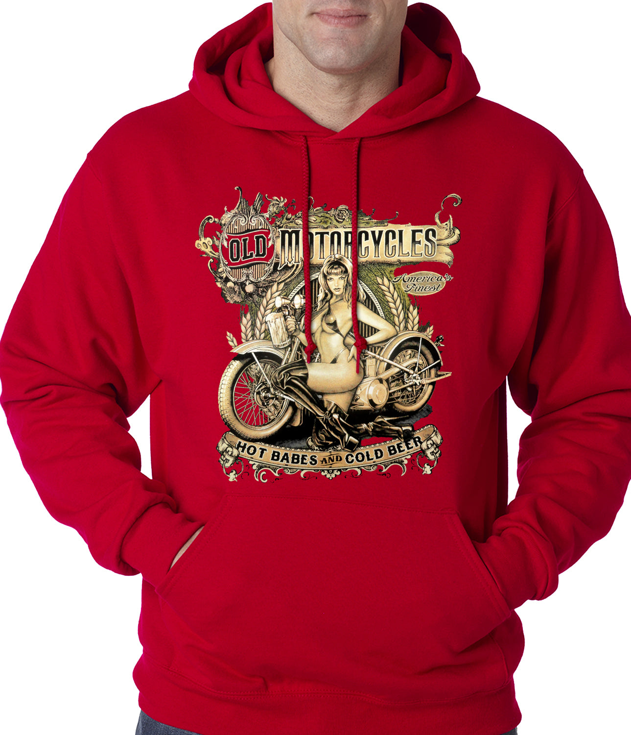 Hot Babes and Cold Beer Biker Adult Hoodie