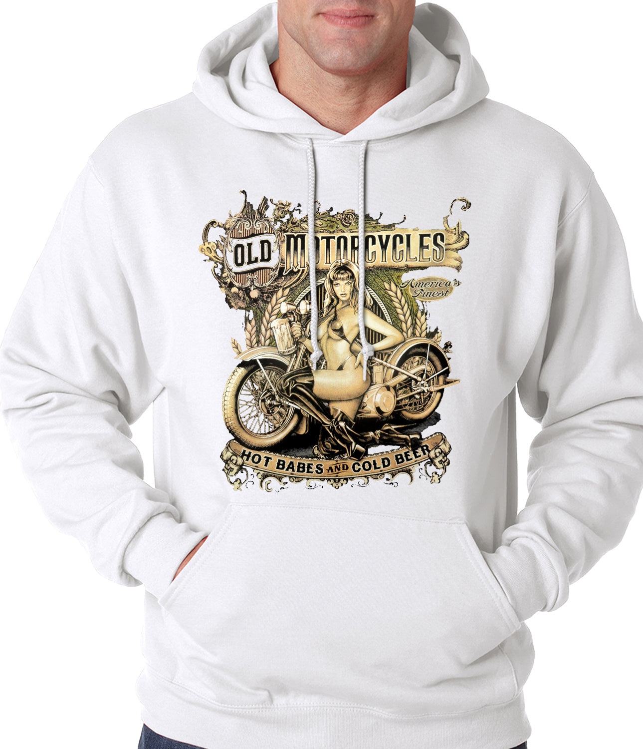 Hot Babes and Cold Beer Biker Adult Hoodie