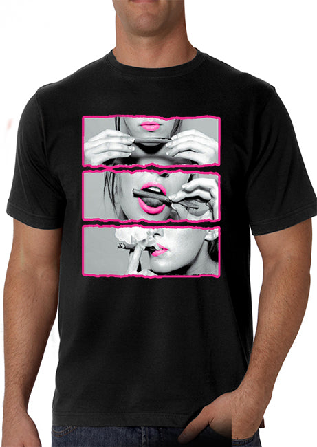 Hot Pink Roll Lick Smoke Sexy Celebrity Men's T-Shirt