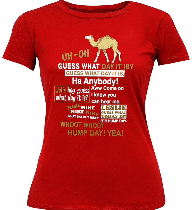 Hump Day Camel Girl's T-Shirt (Brown & White Print)