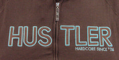 Hustler Zip Up Hoodie (Brown) ,Medium)
