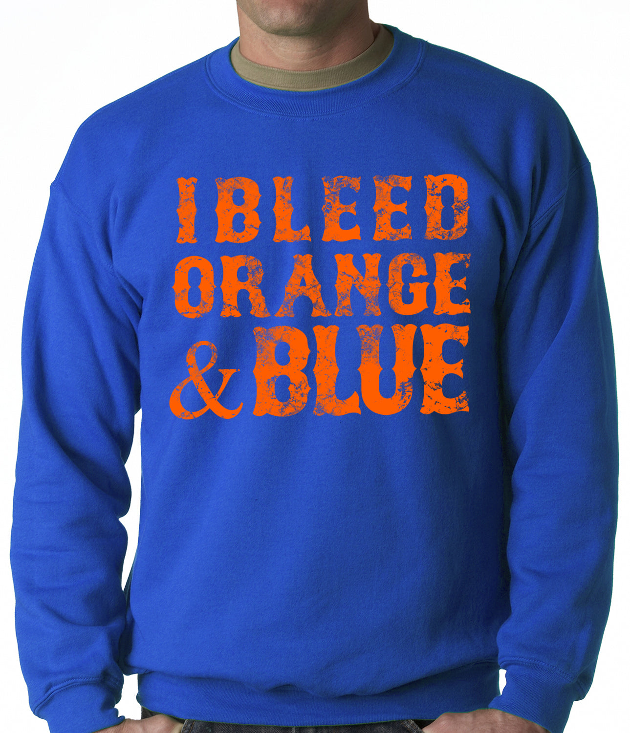 I Bleed Orange And Blue New York Baseball Adult Crewneck