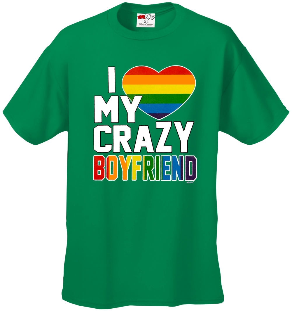 I Heart My Crazy Boyfriend Rainbow Pride Men's T-Shirt