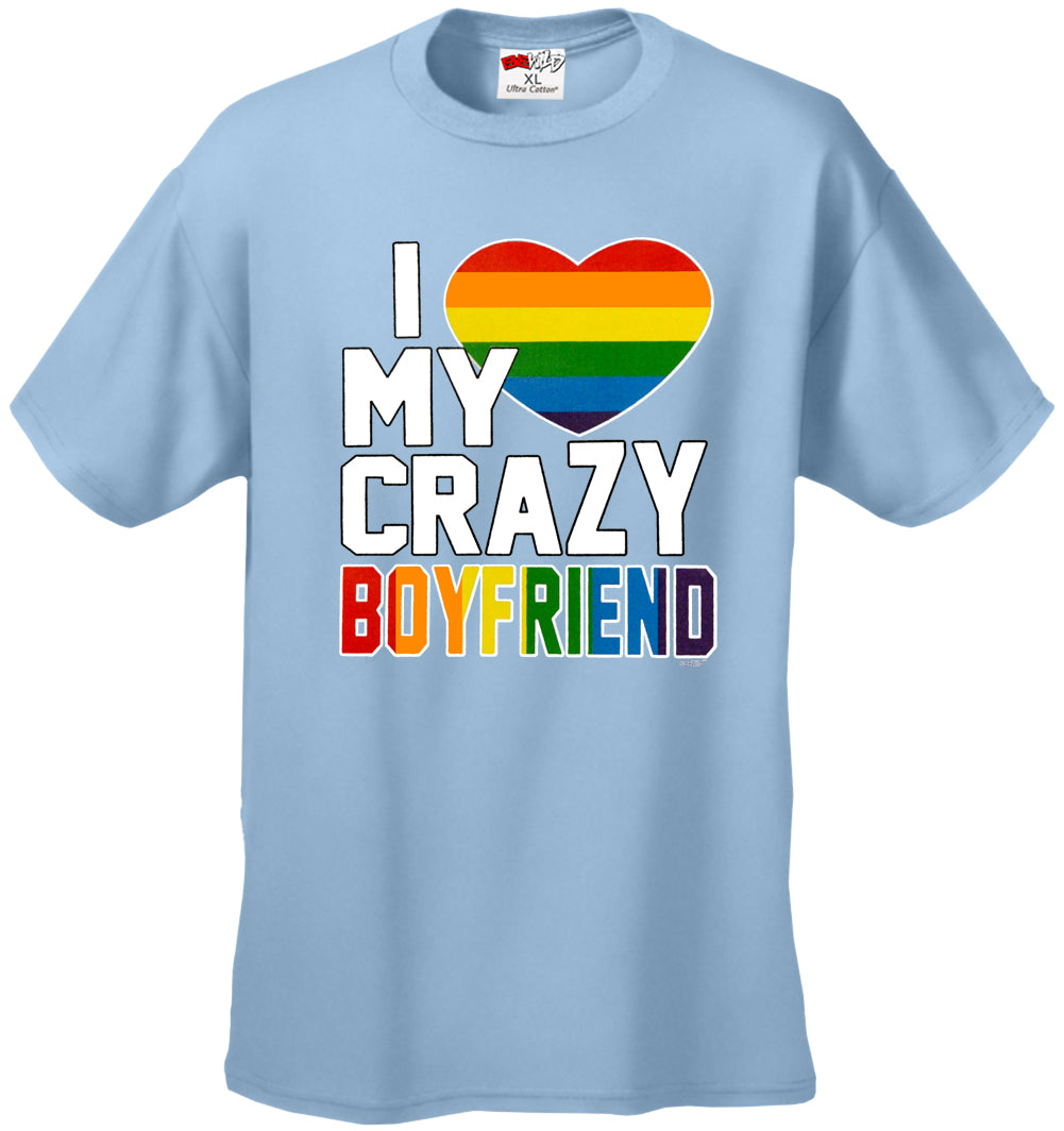I Heart My Crazy Boyfriend Rainbow Pride Men's T-Shirt