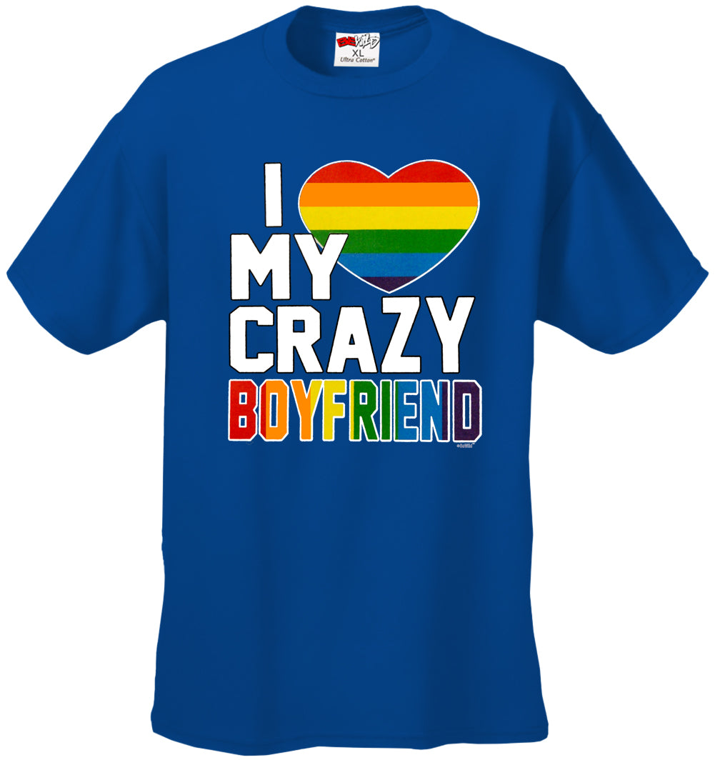 I Heart My Crazy Boyfriend Rainbow Pride Men's T-Shirt