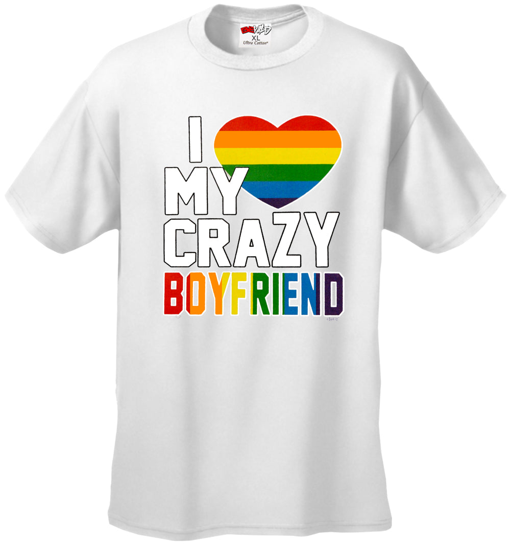 I Heart My Crazy Boyfriend Rainbow Pride Men's T-Shirt