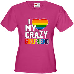 I Heart My Crazy Girlfriend Rainbow Pride Girl's T-Shirt