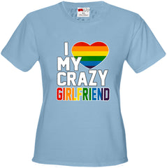 I Heart My Crazy Girlfriend Rainbow Pride Girl's T-Shirt