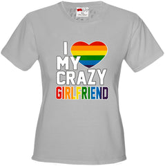 I Heart My Crazy Girlfriend Rainbow Pride Girl's T-Shirt