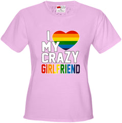 I Heart My Crazy Girlfriend Rainbow Pride Girl's T-Shirt