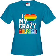 I Heart My Crazy Girlfriend Rainbow Pride Girl's T-Shirt