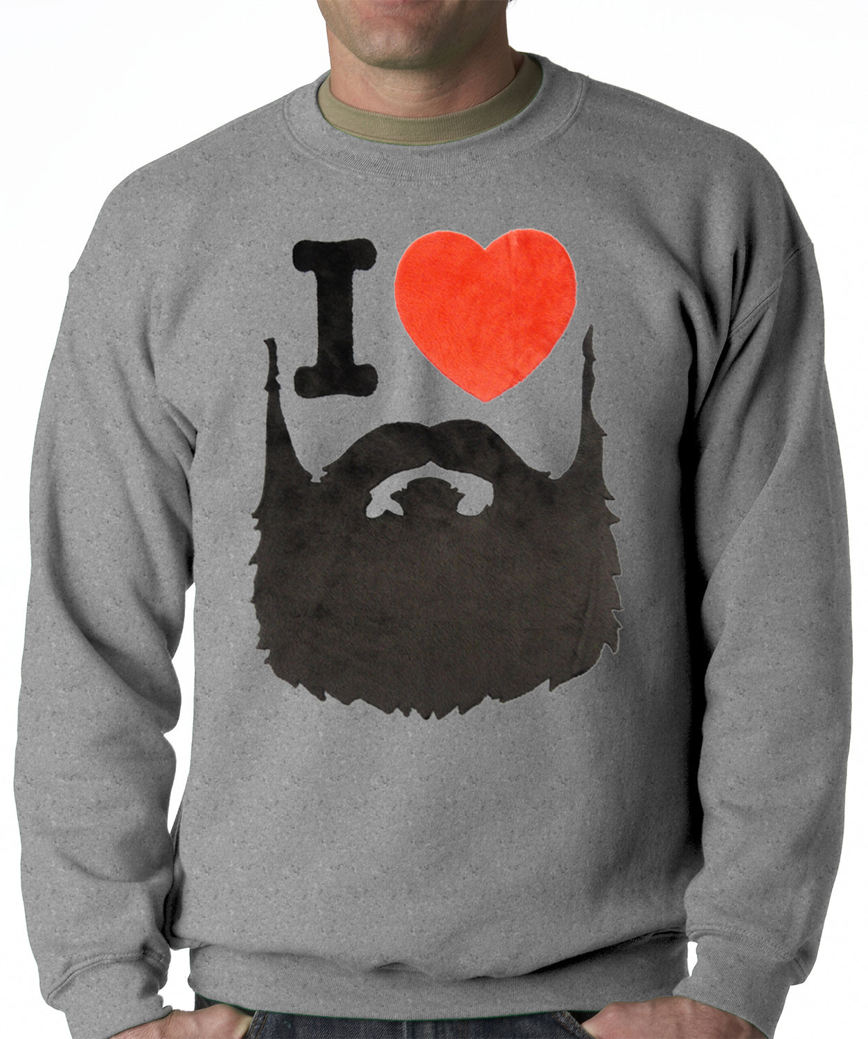 I Love Beards Fuzzy Adult Crewneck