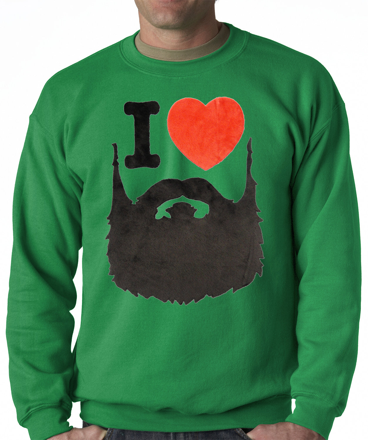 I Love Beards Fuzzy Adult Crewneck