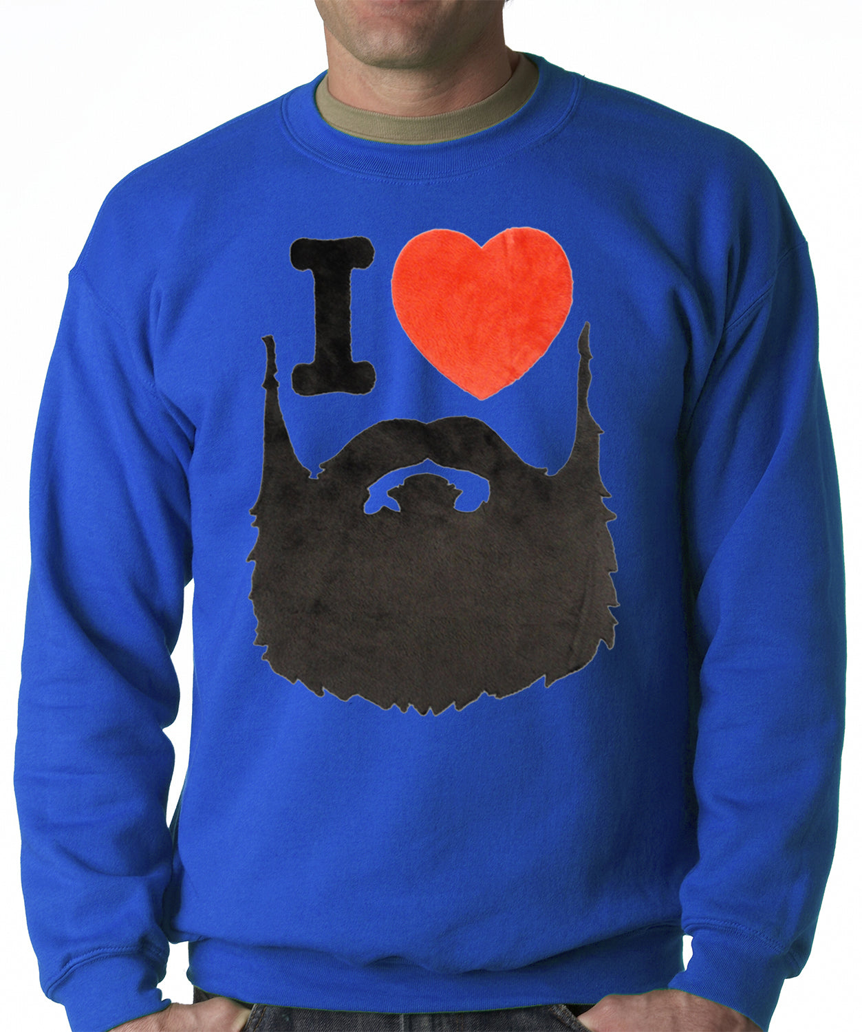 I Love Beards Fuzzy Adult Crewneck