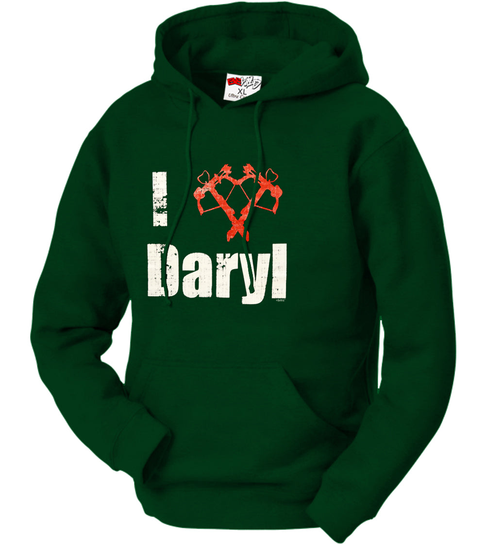 I Love Daryl Crossbow Heart Adult Hoodie