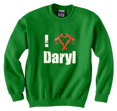 I Love Daryl Crossbow Heart Crew Neck Sweatshirt