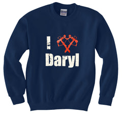 I Love Daryl Crossbow Heart Crew Neck Sweatshirt