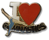 I Love Gymnastics Lapel Pin