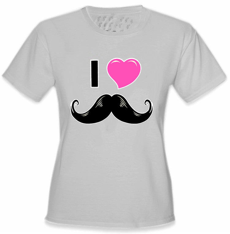 I Love Mustache Girl's T-Shirt