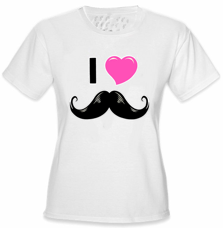 I Love Mustache Girl's T-Shirt