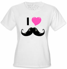 I Love Mustache Girl's T-Shirt