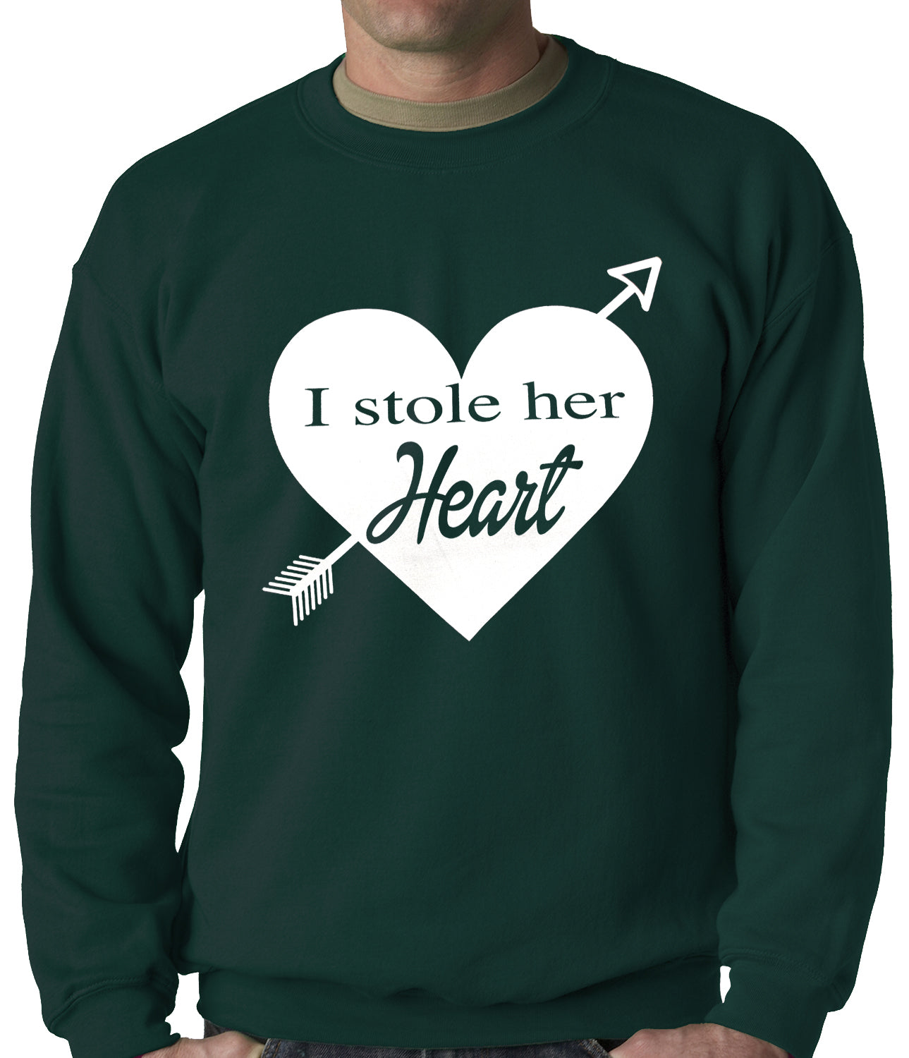 I Stole Her Heart Couples Adult Crewneck