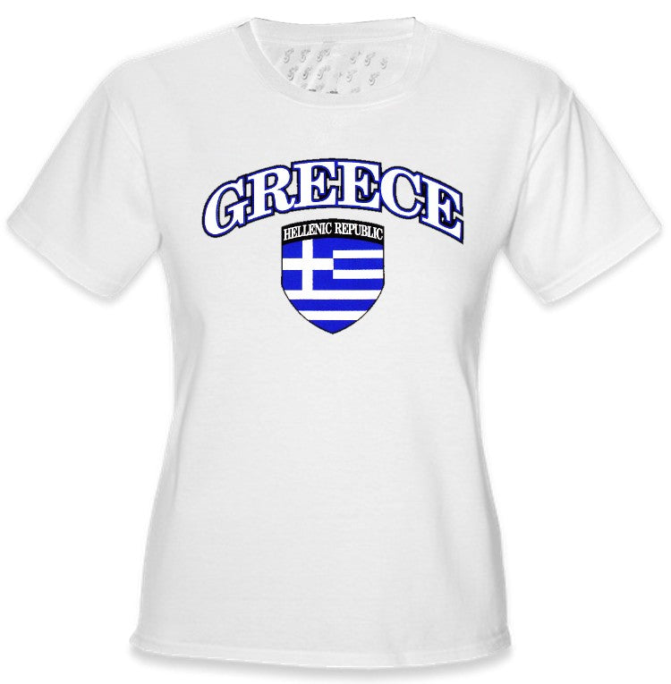 International Soccer Shirts - Greece Crest T-Shirt (Girls)