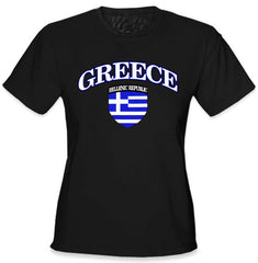 International Soccer Shirts - Greece Crest T-Shirt (Girls)