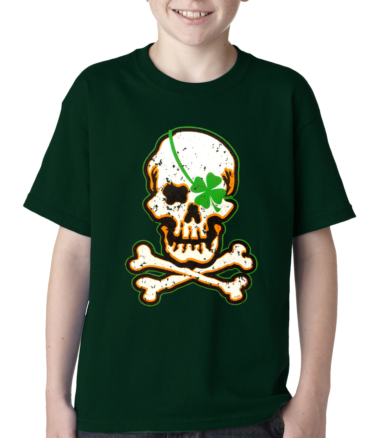 Irish Shamrock Skull and Crossbones Kids T-shirt