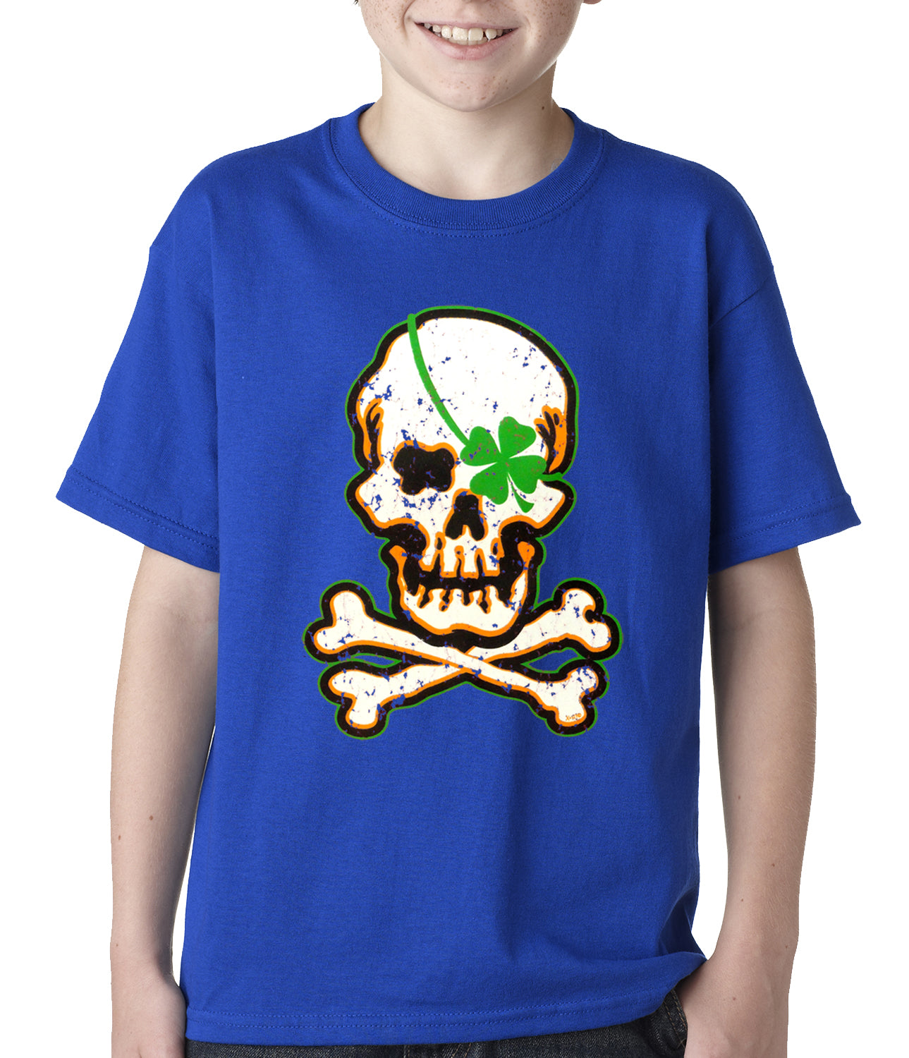 Irish Shamrock Skull and Crossbones Kids T-shirt