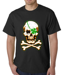 Irish Shamrock Skull and Crossbones Mens T-shirt