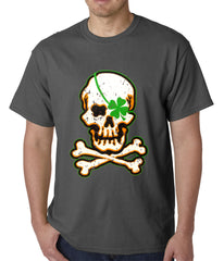 Irish Shamrock Skull and Crossbones Mens T-shirt