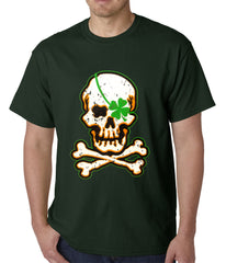 Irish Shamrock Skull and Crossbones Mens T-shirt