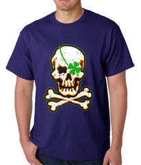 Irish Shamrock Skull and Crossbones Mens T-shirt