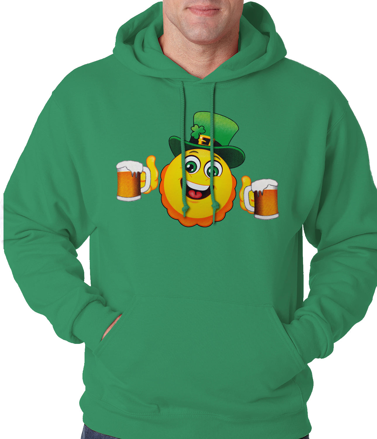 Irish St. Patrick's Day Drinking Leprechaun Emoji Adult Hoodie