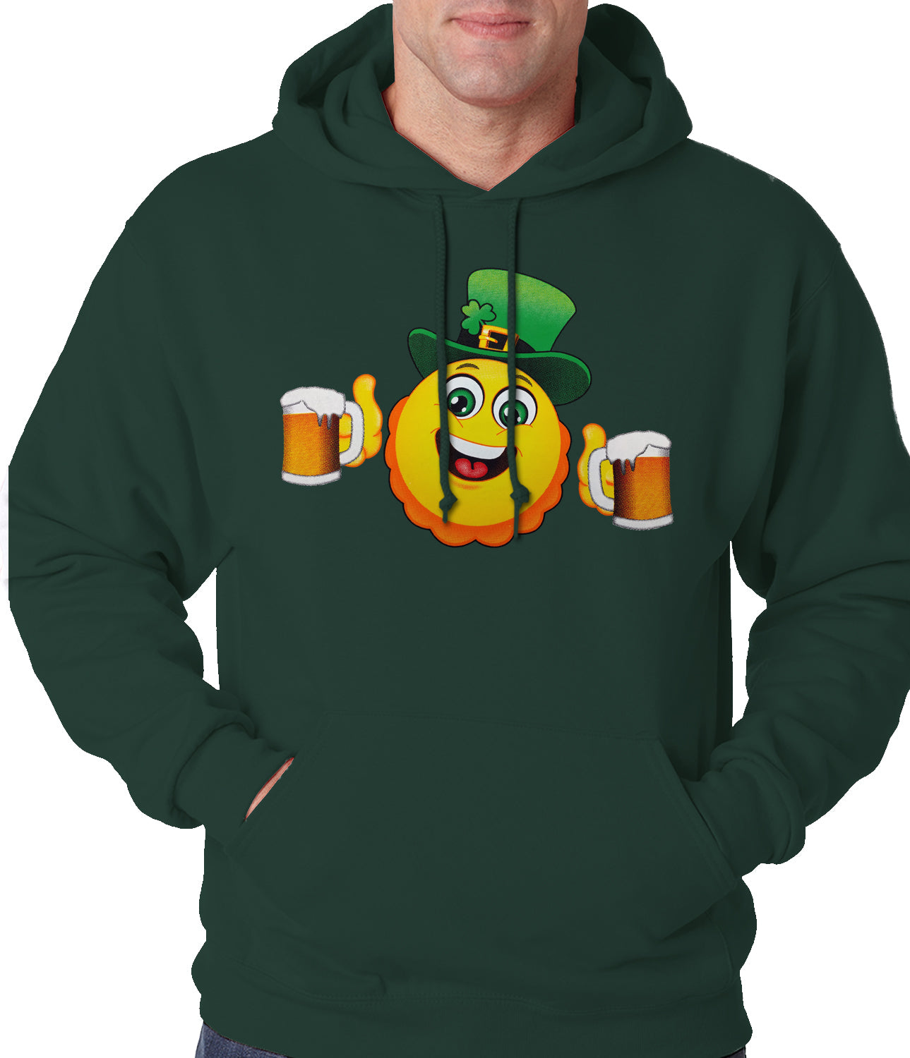 Irish St. Patrick's Day Drinking Leprechaun Emoji Adult Hoodie