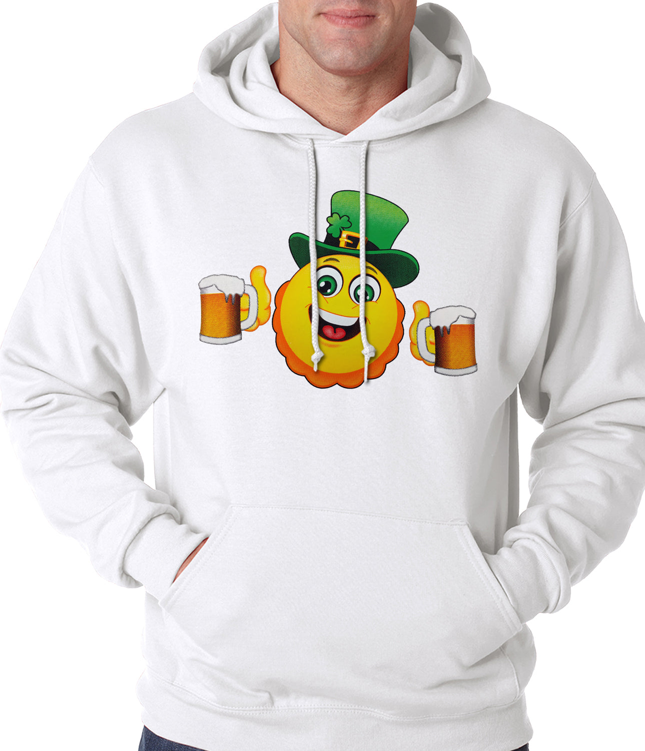 Irish St. Patrick's Day Drinking Leprechaun Emoji Adult Hoodie