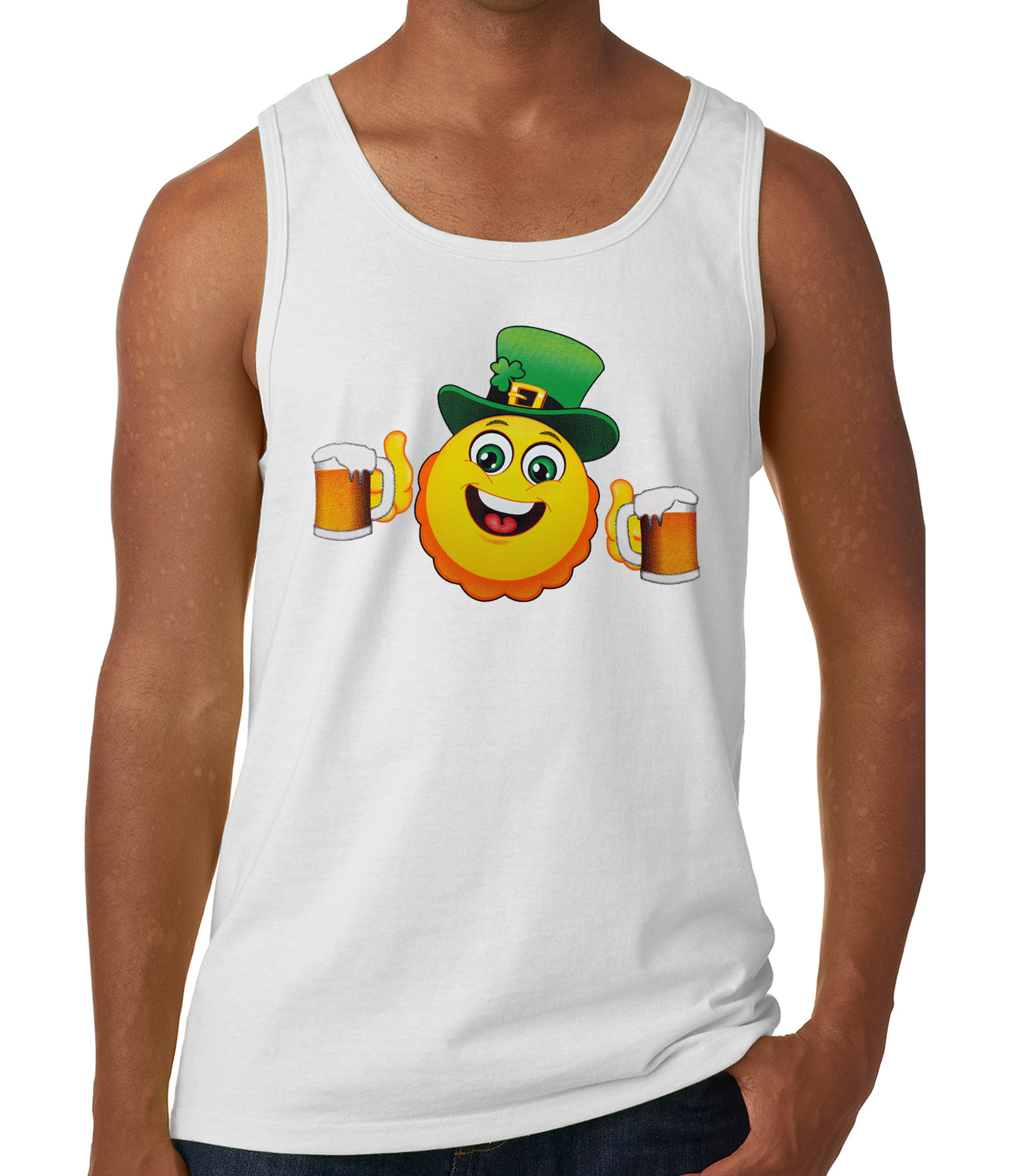 Irish St. Patrick's Day Drinking Leprechaun Emoji Tank Top