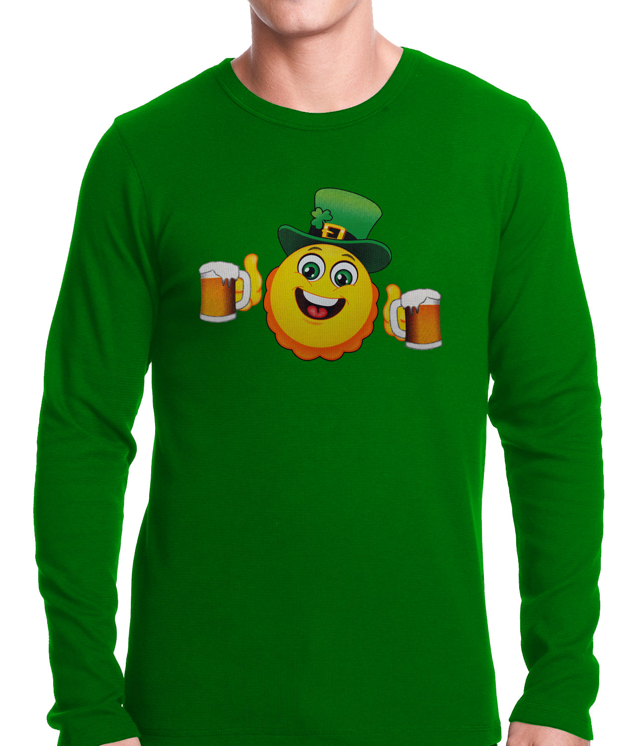 Irish St. Patrick's Day Drinking Leprechaun Emoji Thermal Shirt