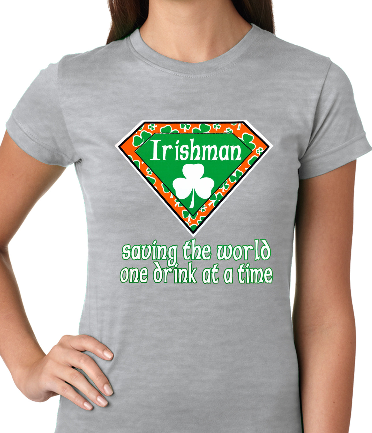 Irishman Saving The World One Drink At a Time Ladies T-shirt