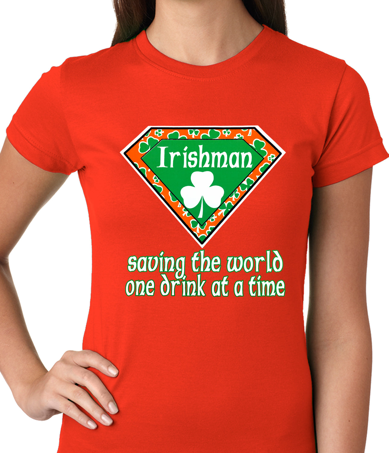 Irishman Saving The World One Drink At a Time Ladies T-shirt