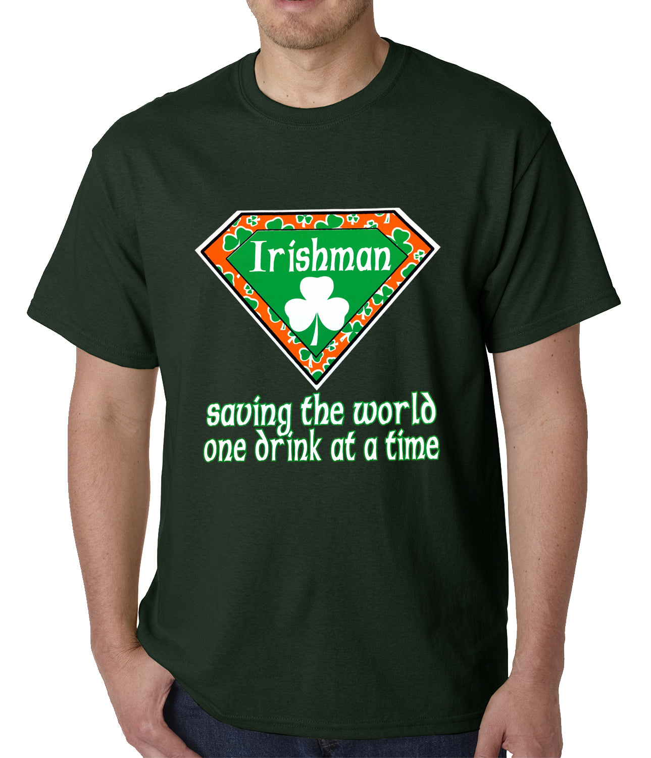 Irishman Saving The World One Drink At a Time Mens T-shirt