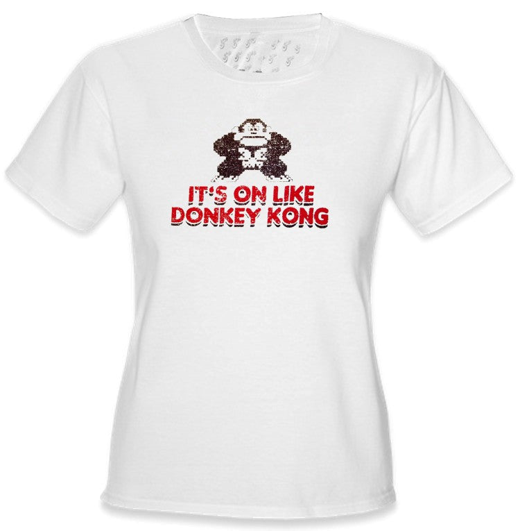 It's On Like Donkey Kong Girls T-Shirt :: Vintage Gamer Chick Tee