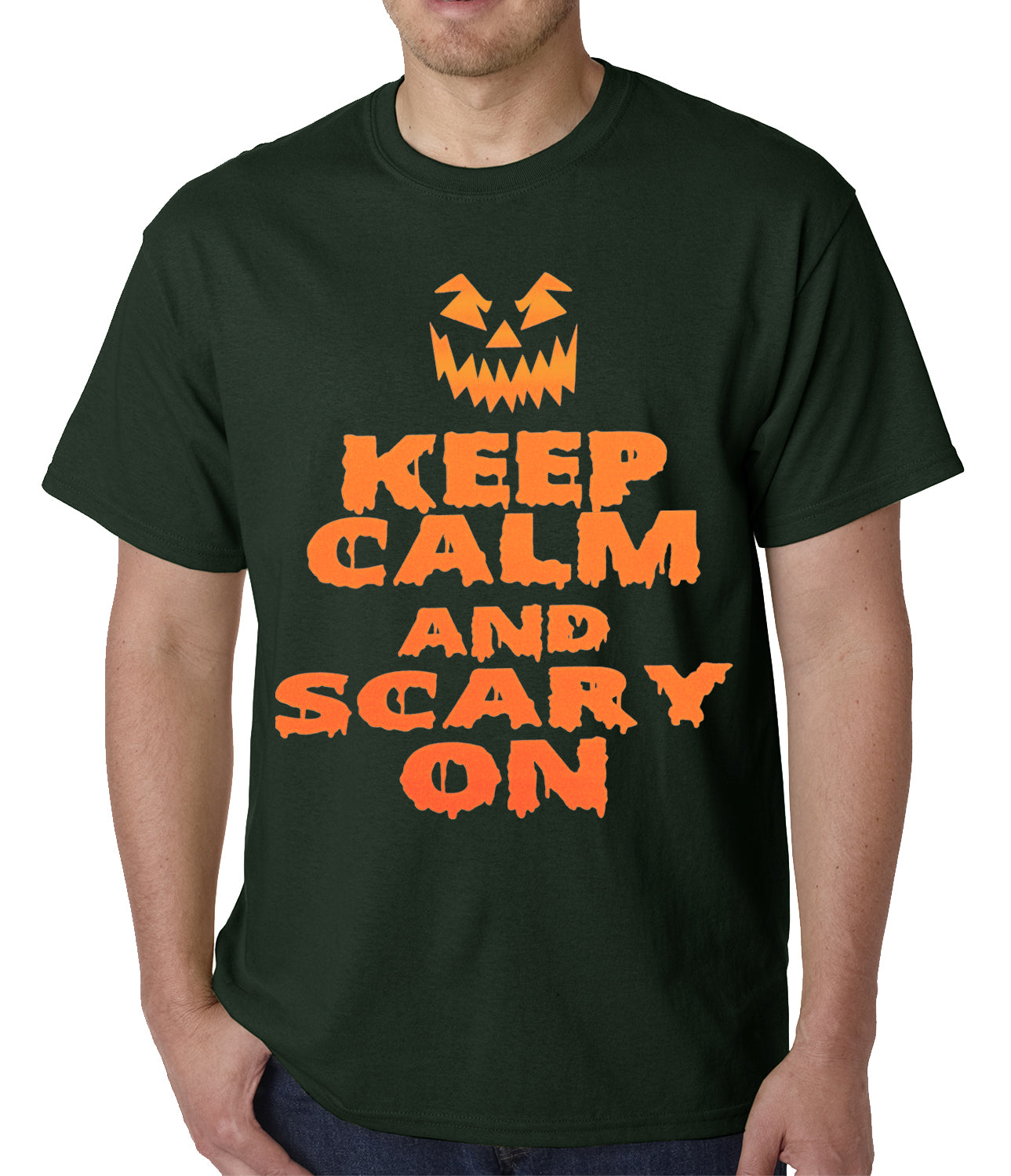 Keep Calm and Scary On Funny Halloween Mens T-shirt