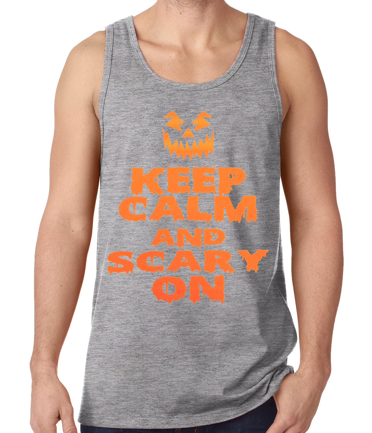 Keep Calm and Scary On Funny Halloween Tank Top